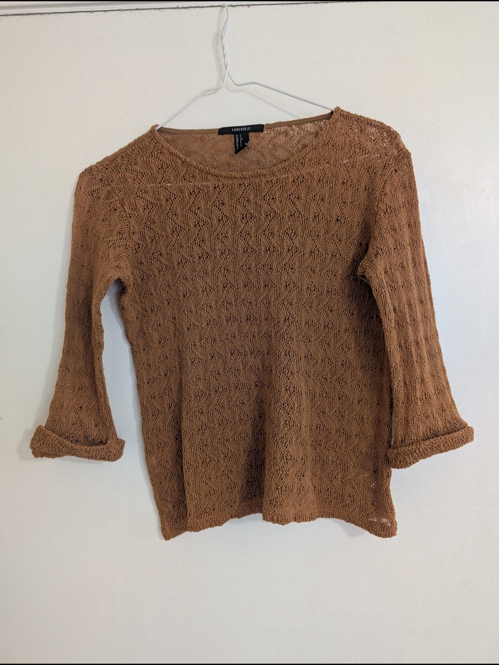 Forever 21 Crochet Crew Neck Sweater